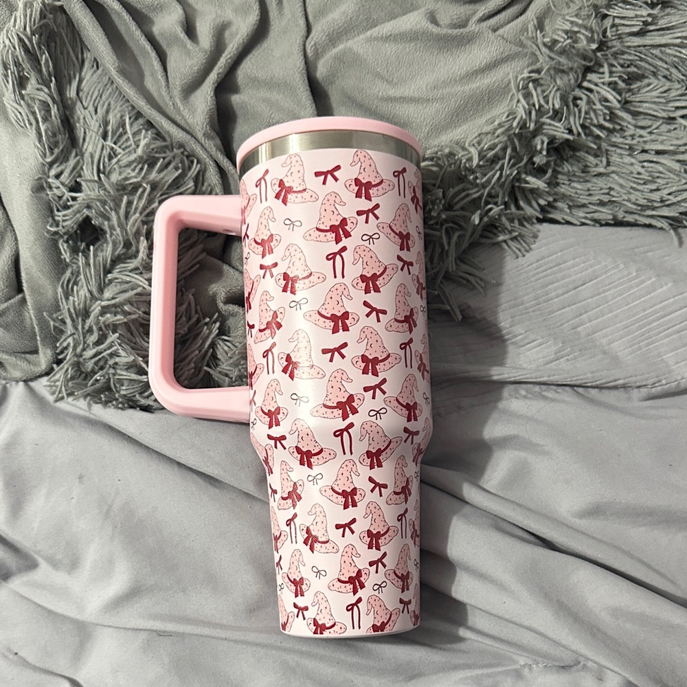 Pink and Red Patterned Travel Mug